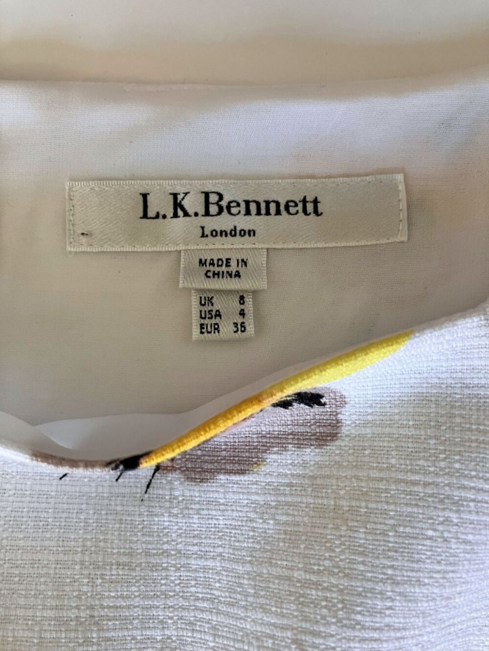 LK Bennett Lasana Poppy Dress Yellow Size 4 - Picture 8 of 8